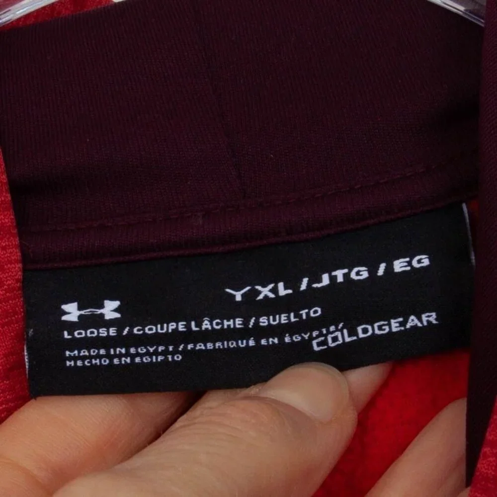 Under Armour Boys Coldgear Pullover Hoodie Size Youth‎ XL Red Athleisure Casual